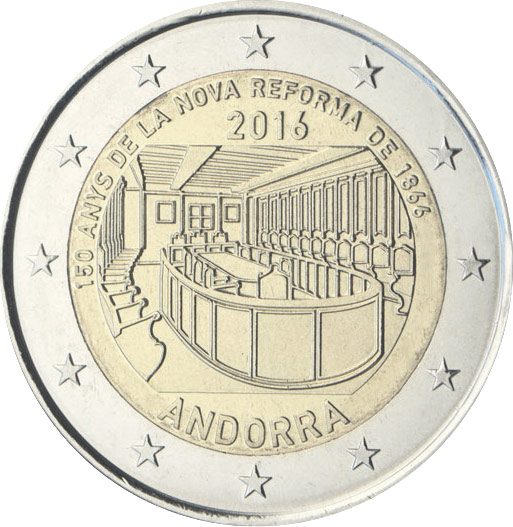Image of 2 euro coin - 150 years of the New Reform 1866  | Andorra 2016