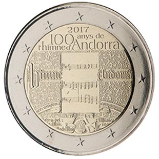 Image of 2 euro coin - 100 years of the Andorra Anthem | Andorra 2017