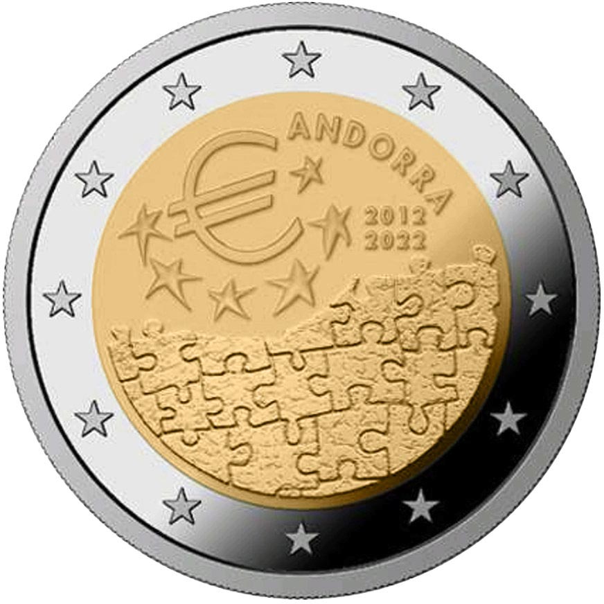Image of 2 euro coin - 10 years of currency agreement between Andorra and the EU | Andorra 2022