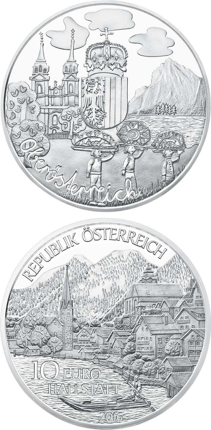 Image of 10 euro coin - Oberösterreich | Austria 2016.  The Silver coin is of Proof quality.
