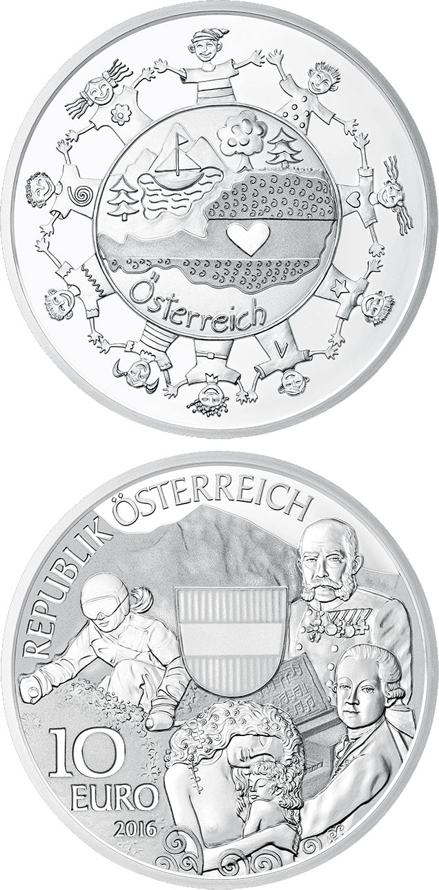 Image of 10 euro coin - Österreich | Austria 2016.  The Silver coin is of Proof quality.