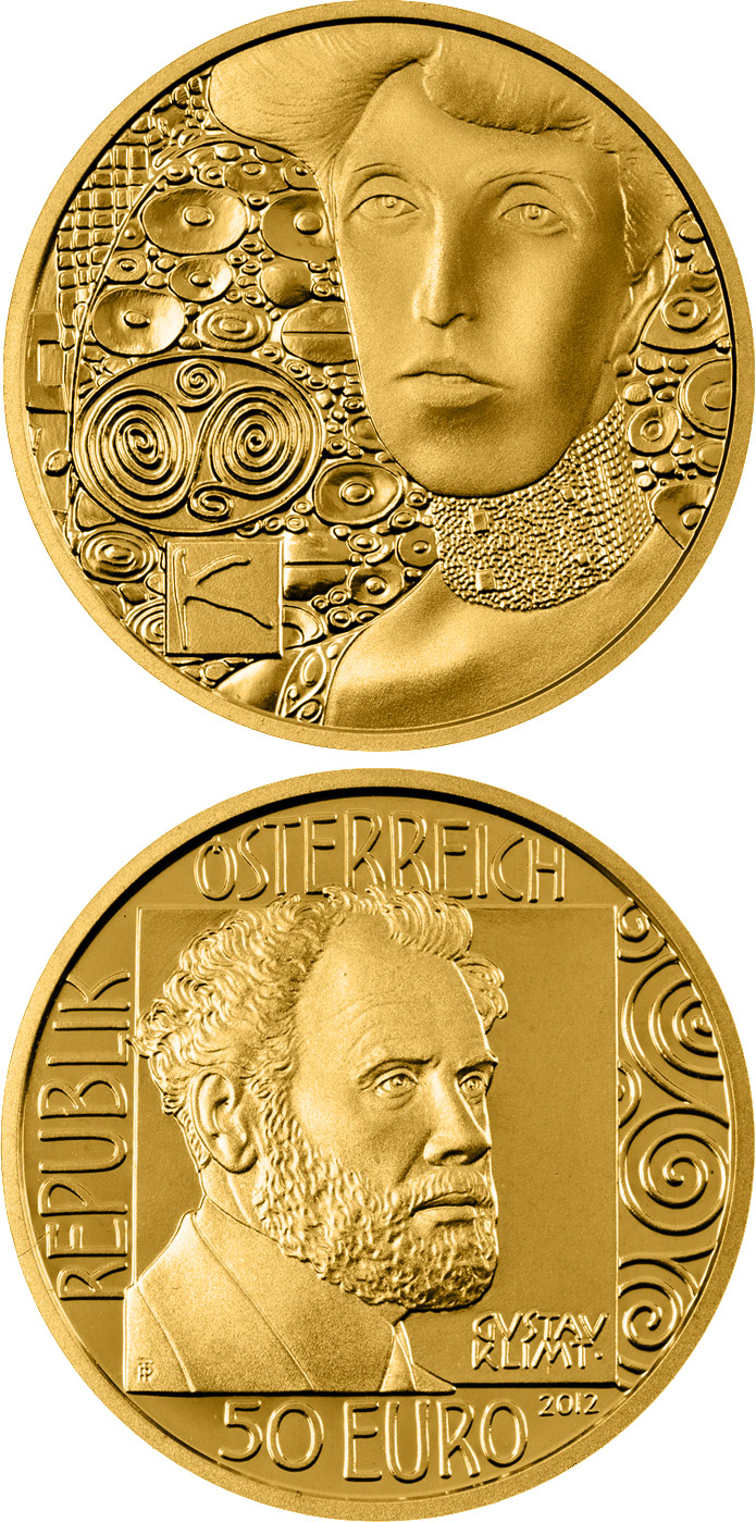 Image of 50 euro coin - Adele Bloch-Bauer I | Austria 2012.  The Gold coin is of Proof quality.
