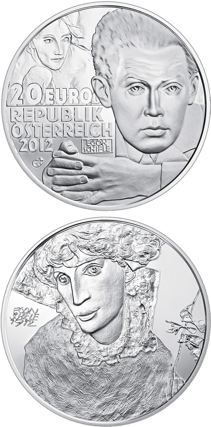 Image of 20 euro coin - Egon Schiele | Austria 2012.  The Silver coin is of Proof quality.