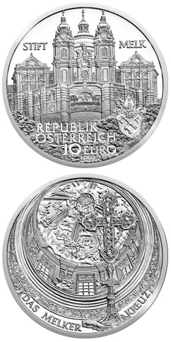 Image of 10 euro coin - Melk Abbey | Austria 2007.  The Silver coin is of Proof, BU, UNC quality.