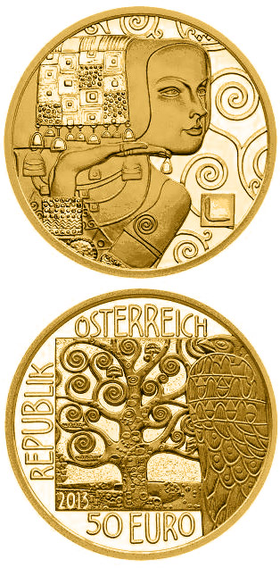 Image of 50 euro coin - Expectation | Austria 2013.  The Gold coin is of Proof quality.