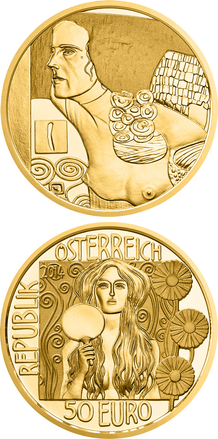 Image of 50 euro coin - Judith II | Austria 2014.  The Gold coin is of Proof quality.