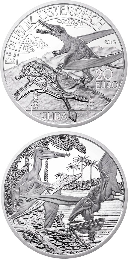 Image of 20 euro coin - Jura - Life in the air | Austria 2013.  The Silver coin is of Proof quality.