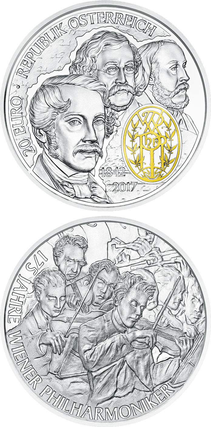 Image of 20 euro coin - 175th Anniversary
of the Vienna Philharmonic Orchestra | Austria 2017