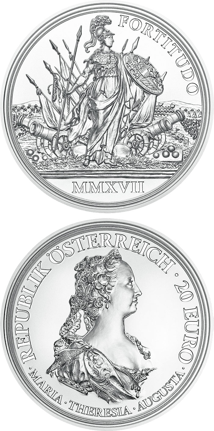 Image of 20 euro coin - Courage and Determination | Austria 2017.  The Silver coin is of Proof quality.