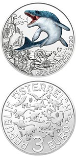 3 euro coin Mosasaurus – the Largest
Marine Dinosaur | Austria 2020