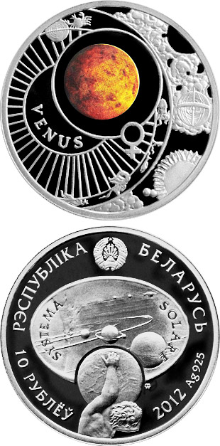 Image of 10 rubles coin - Venus | Belarus 2012.  The Silver coin is of Proof quality.