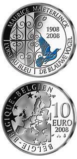 10 euro coin 100 years The blue bird - colored | Belgium 2008