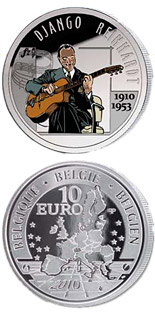 10 euro coin 100. birthday of of Django Reinhardt | Belgium 2010