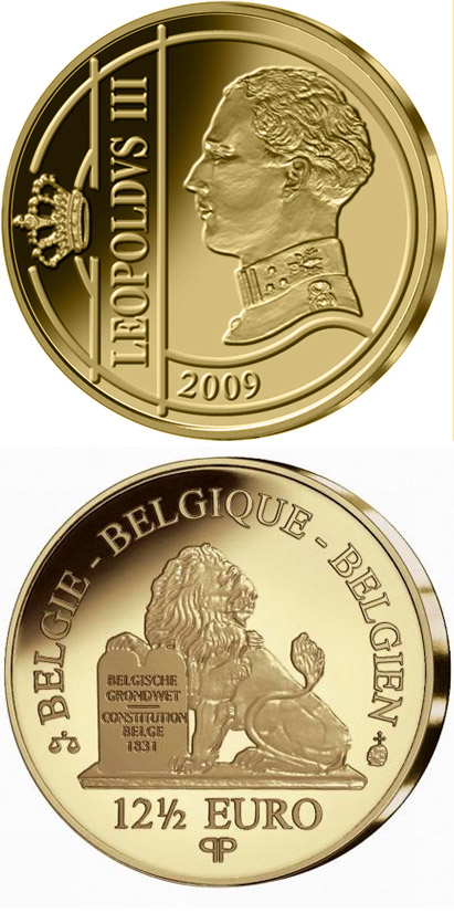 Image of 12.5 euro coin - Leopold III. | Belgium 2009.  The Gold coin is of Proof quality.