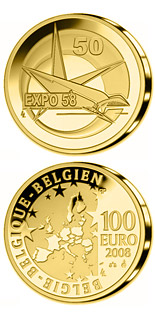 100 euro coin 50. Anniversary World EXPO in Brussels | Belgium 2008