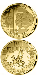 100 euro coin 50. Wedding day König Albert II. and Queen Paola | Belgium 2009