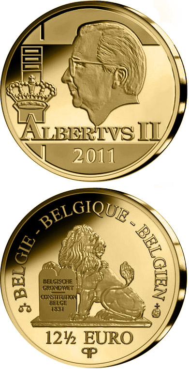 Image of 12.5 euro coin - King Albert II. | Belgium 2011.  The Gold coin is of Proof quality.