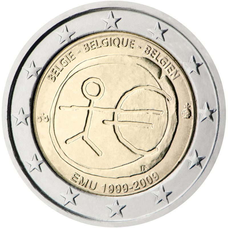 Image of 2 euro coin - 10th Anniversary of the Introduction of the Euro | Belgium 2009