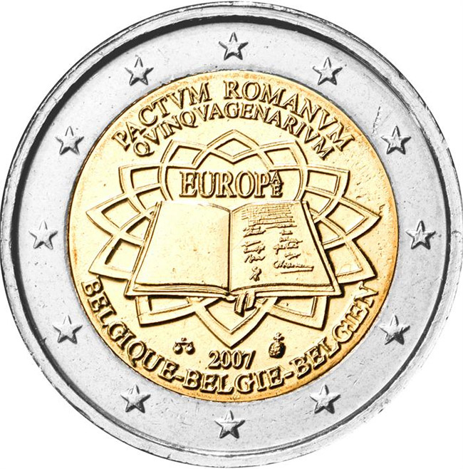 Image of 2 euro coin - 50th Anniversary of the Treaty of Rome | Belgium 2007