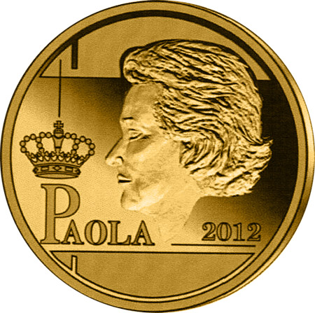 Image of 12.5 euro coin - Paola Ruffo di Calabria | Belgium 2012.  The Gold coin is of Proof quality.