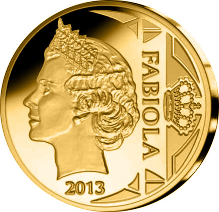 Image of 12.5 euro coin - Doña Fabiola de Mora y Aragón  | Belgium 2013.  The Gold coin is of Proof quality.