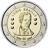 2 euro coin 200th Anniversary of birth of Louis Braille | Belgium 2009