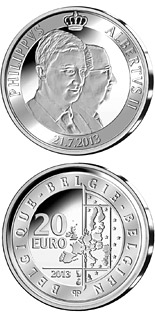 20 euro coin King Albert II and prince Philippe | Belgium 2013