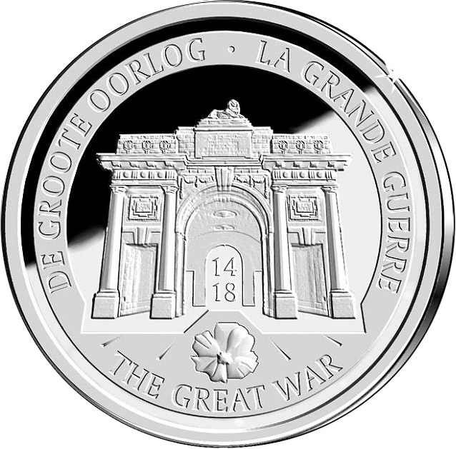 Image of 10 euro coin - 100 Years After the Beginning of the First World War | Belgium 2014.  The Silver coin is of Proof quality.