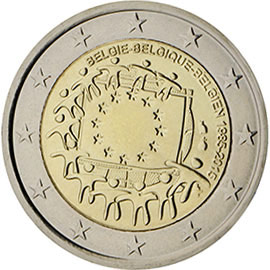 Image of 2 euro coin - The 30th anniversary of the EU flag | Belgium 2015