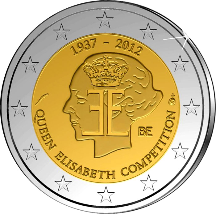 Image of 2 euro coin - 75 years Queen Elisabeth Competition  | Belgium 2012