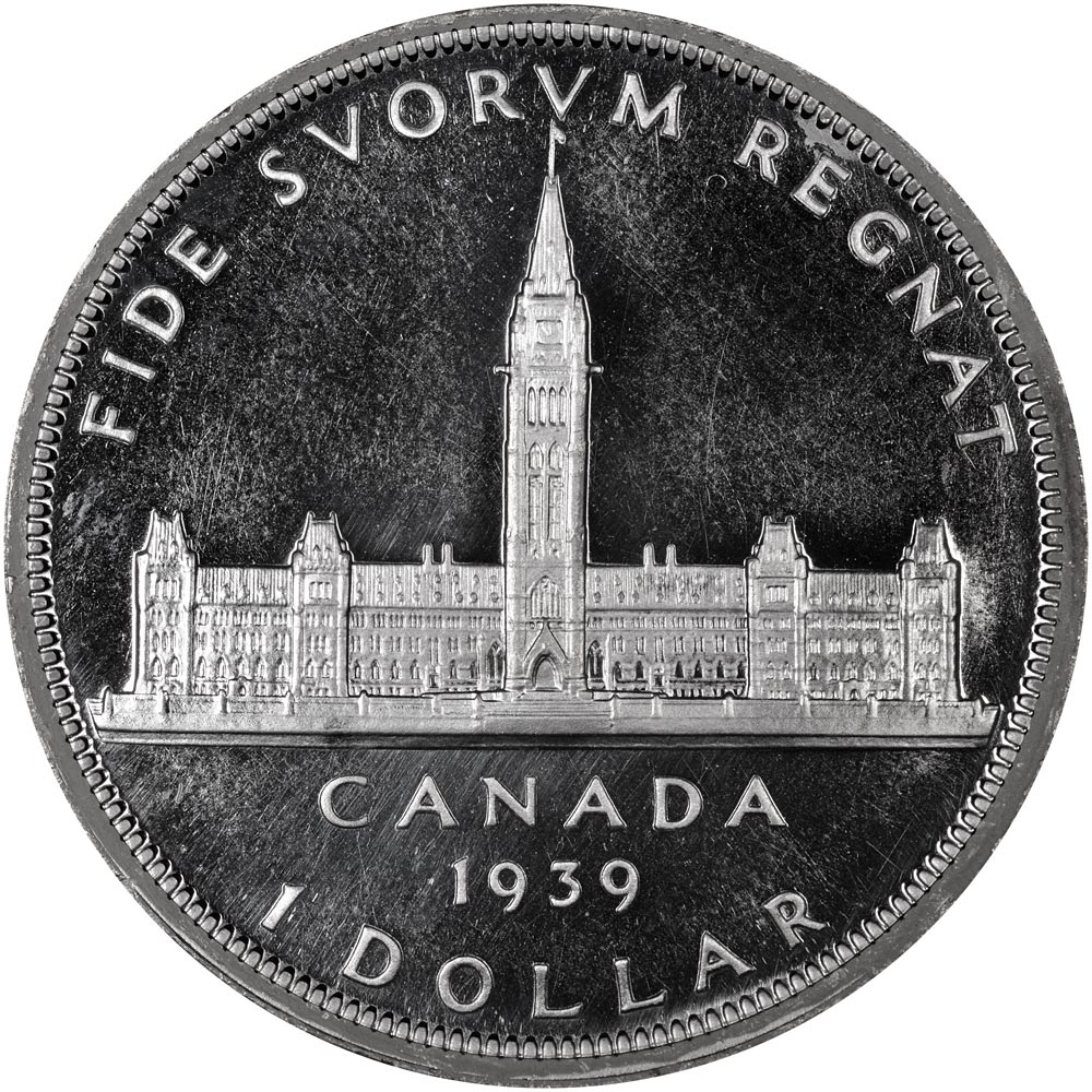 Image of 1 dollar coin - The Royal Visit | Canada 1939.  The Gold coin is of UNC quality.