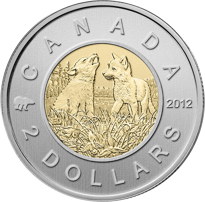Image of 2 dollars coin - Wolf Cubs | Canada 2012