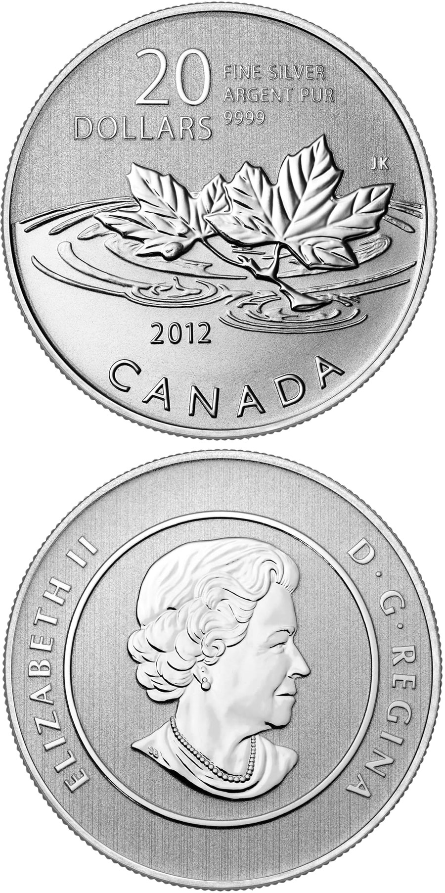 Image of 20 dollars coin - Farewell To The Penny | Canada 2012.  The Silver coin is of BU quality.