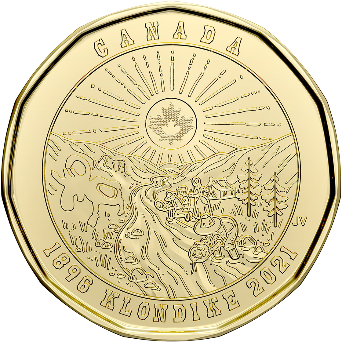 Image of 1 dollar coin - 125th Anniversary of the Klondike Gold Rush | Canada 2021
