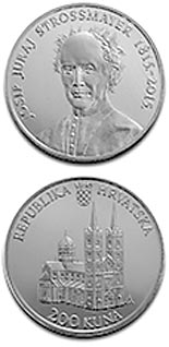 Image of 200 kuna coin - 200th Anniversary of the Birth Of Josip Juraj Strossmayer | Croatia 2015.  The Silver coin is of Proof quality.