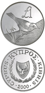 1 euro coin Cyprus wildlife: Cyprus bird – skalifourta (oenanthe cypriaca) | Cyprus 2000