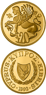 Image of 20 pounds coin - Special Government Fund for the erection of a new building for the Cyprus Museum | Cyprus 1992.  The Gold coin is of Proof quality.
