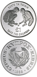 1 euro coin 70th Anniversary of the Save the Children Fund | Cyprus 1989