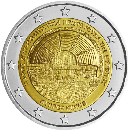 Image of 2 euro coin - Paphos - the European Capital of Culture | Cyprus 2017