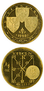 Image of 2500 koruna coin - The issuing of the Bohemian Crown legal documents in 1348  | Czech Republic 1998