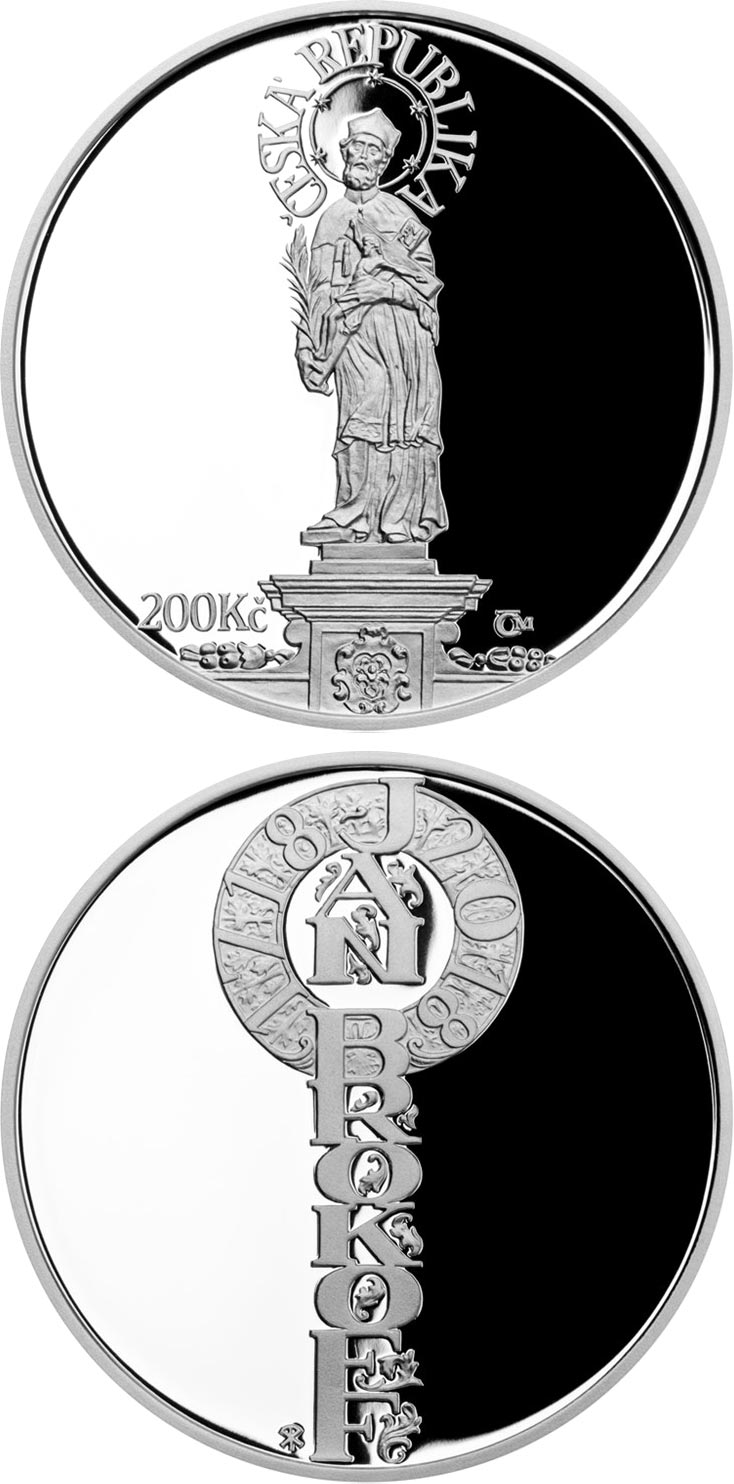 Image of 200 koruna coin - Death of Jan Brokoff | Czech Republic 2018.  The Silver coin is of Proof, BU quality.