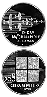 200 koruna coin 50th anniversary of the Allied Landings in Normandy | Czech Republic 1994