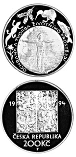 Image of 200 koruna coin - Protection of the environment | Czech Republic 1994.  The Silver coin is of Proof, BU quality.