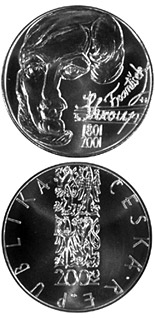 Image of 200 koruna coin - 200th anniversary of birth of the composerFrantišek Škroup | Czech Republic 2001.  The Silver coin is of Proof, BU quality.