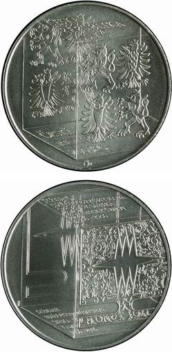 Image of 200 koruna coin - 150th anniversary of the foundation of the School of Glassmaking in Kamenický Šenov | Czech Republic 2006.  The Silver coin is of Proof, BU quality.