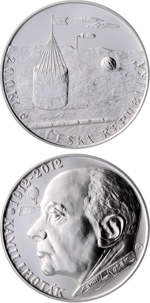 Image of 200 koruna coin - Birth of painter Kamil Lhoták | Czech Republic 2012.  The Silver coin is of Proof, BU quality.