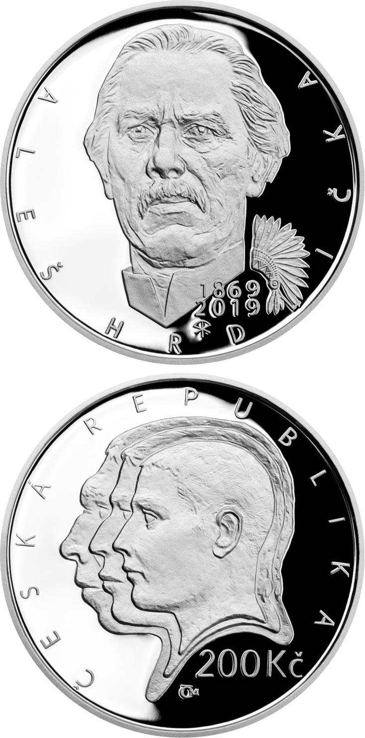 Image of 200 koruna coin - Aleš Hrdlička | Czech Republic 2019.  The Silver coin is of Proof, BU quality.