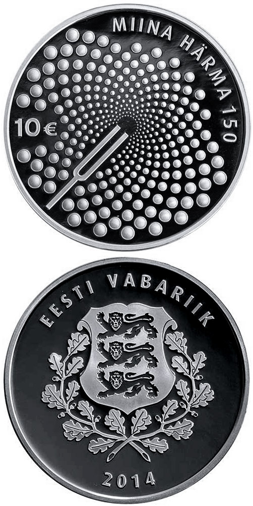 Image of 10 euro coin - The Work of Miina Härma | Estonia 2014.  The Silver coin is of Proof quality.