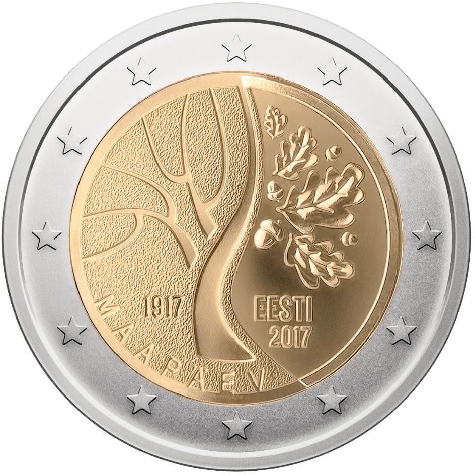 Image of 2 euro coin - The events that preceded Estonia’s independence | Estonia 2017