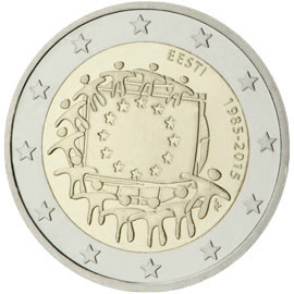 Image of 2 euro coin - The 30th anniversary of the EU flag | Estonia 2015